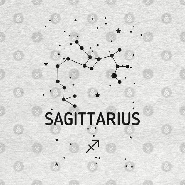 Sagittarius Zodiac Sign Constellation (Black Print) by The Cosmic Pharmacist